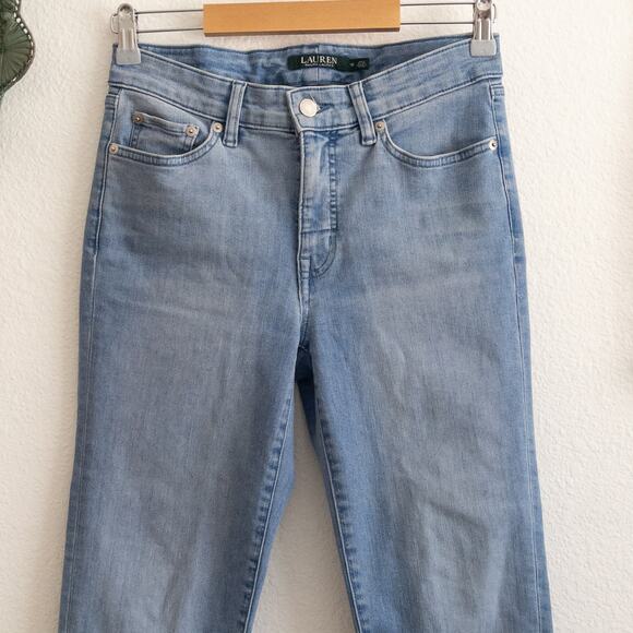 Lauren Ralph Lauren Blue Embroidered Cropped Denim Jeans Size 2 - Picture 4 of 6